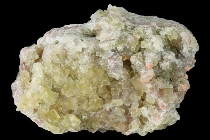 Yellow Cubic Fluorite Crystal Cluster with Quartz - Morocco #141641
